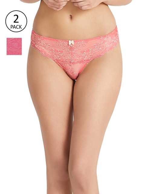 

Amante Women Pack of 2 Lace Briefs, Coral