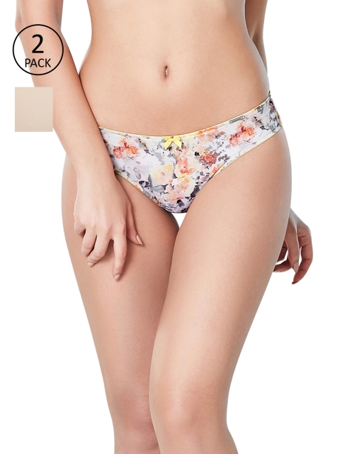 

Amante Women Pack of 2 Floral Briefs, Beige