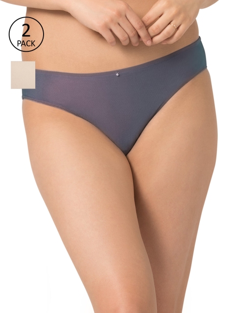 

Amante Women Pack of 2 Solid Briefs, Charcoal