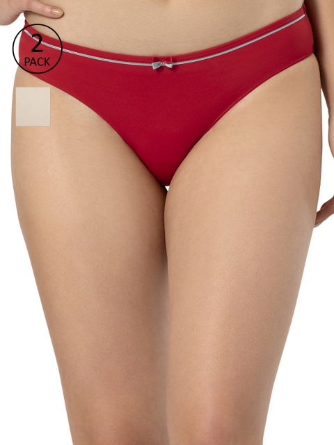 

Amante Women Pack of 2 Solid Briefs, Maroon