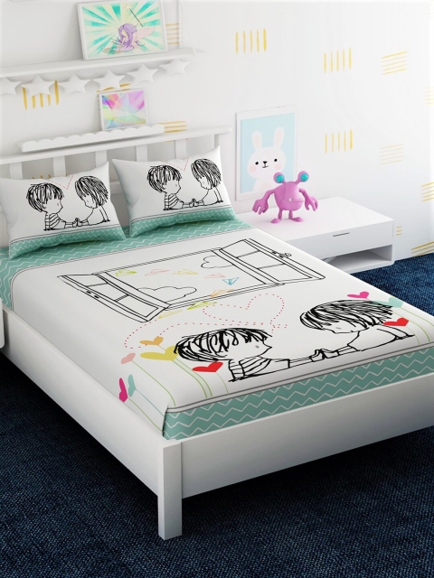 

EverHOME Multicoloured Pure Cotton Flat 210 TC King Size Bedsheet with 2 Pillow Covers, Multi