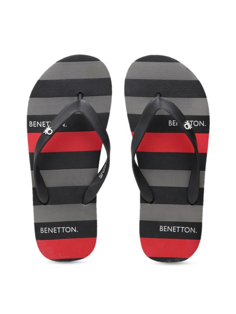 

United Colors of Benetton Men Black Printed Thong Flip-Flops