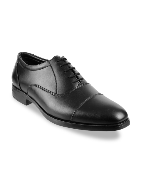 

DAVINCHI Men Black Solid Leather Formal Oxfords