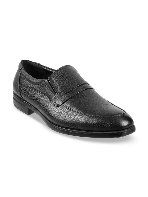 

DAVINCHI Men Black Solid Leather Formal Slip-Ons