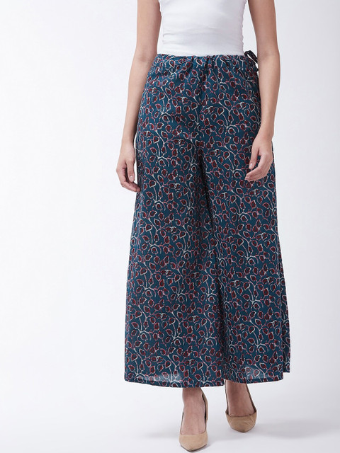 

InWeave Women Navy Blue & Maroon Printed Flared Palazzos