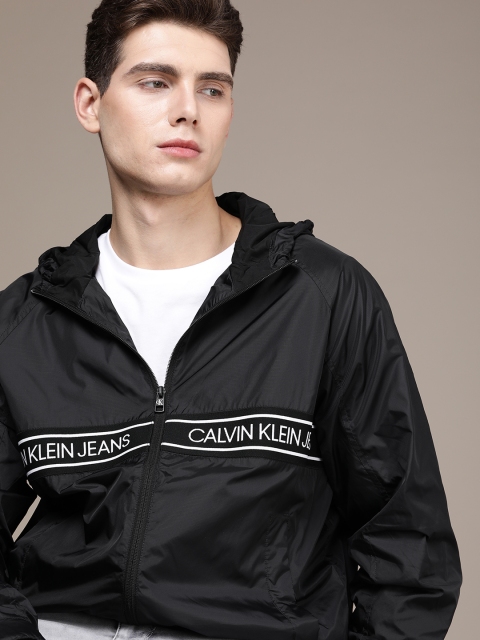 

Calvin Klein Jeans Men Black Brand Logo Printed Sporty Jacket