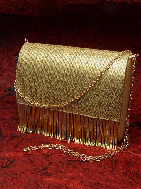 

DUGRISTYLE Gold-Toned Textured Sling Bag