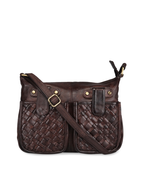 

GENWAYNE Brown Textured Leather Sling Bag