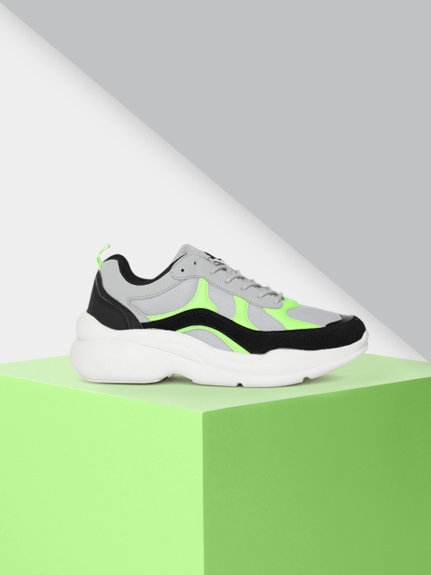 

WROGN Men Grey And Black Colourblocked Sneakers