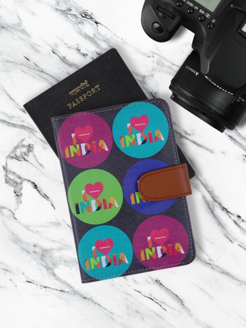 

India Circus by Krsnaa Mehta Multicoloured Printed Love IC Leather Passport Cover, Multi
