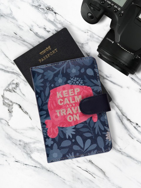 

India Circus by Krsnaa Mehta Unisex Blue & Pink Printed Keep Calm Passport Cover