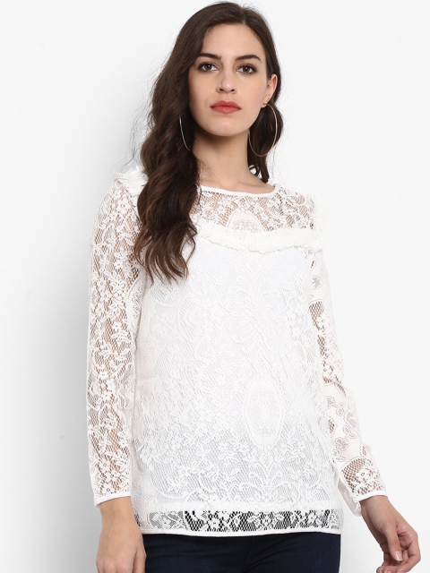 

Aditi Wasan Women White Self Design Top