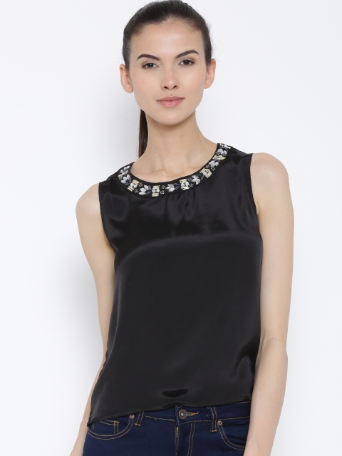 

Rattrap Black Embellished Neckline Top