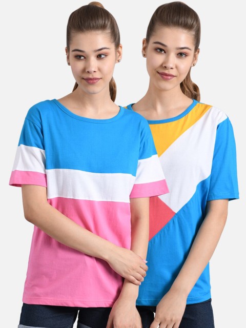 

Kotty Women Pack Of 2 Round Neck T-shirts, Multi