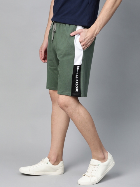 

Mast & Harbour Men Olive Green Solid Regular Fit Shorts