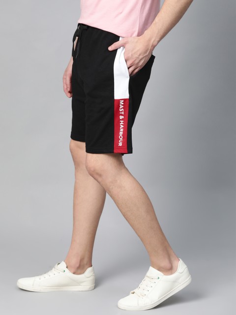 

Mast & Harbour Men Black Solid Regular Fit Shorts