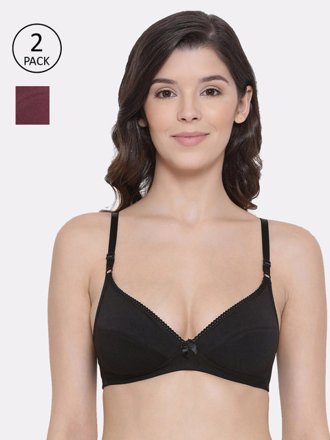 

Lux Lyra Pack of 2 Maroon & Black Solid Non-Wired Non Padded Everyday Bra LYRA_BRA_501