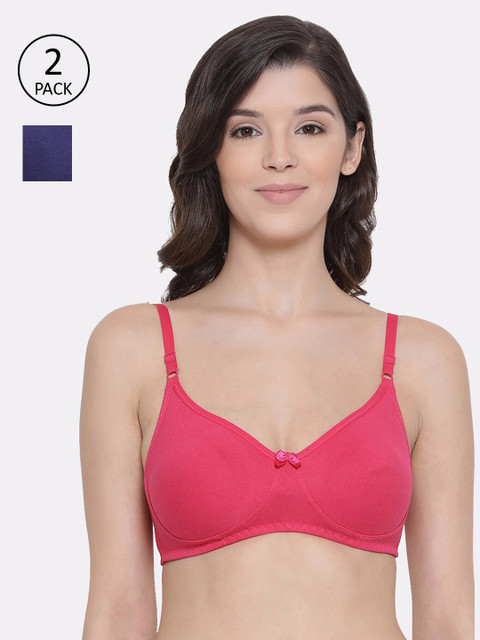 

LYRA Pack of 2 Solid Non-Wired Non-Padded Everyday Bras, Pink