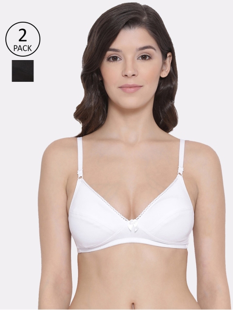

LYRA Pack of 2 Solid Non-Wired Non Padded Everyday Bras LYRA_BRA_501_WH_BL, White