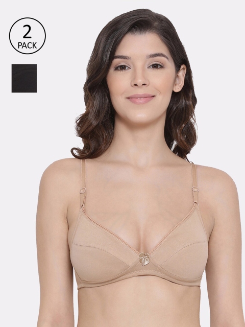 

Lux Lyra Pack Of 2 Solid Non-Wired Non Padded Everyday Bra LYRA_BRA_501_BL_SK_2PC, Beige