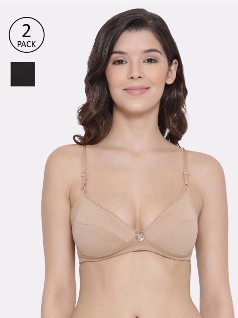 

LYRA Pack Of 2 Black & Beige Solid Non Padded Everyday Bra LYRA_BRA_501_BL_SK_2PC