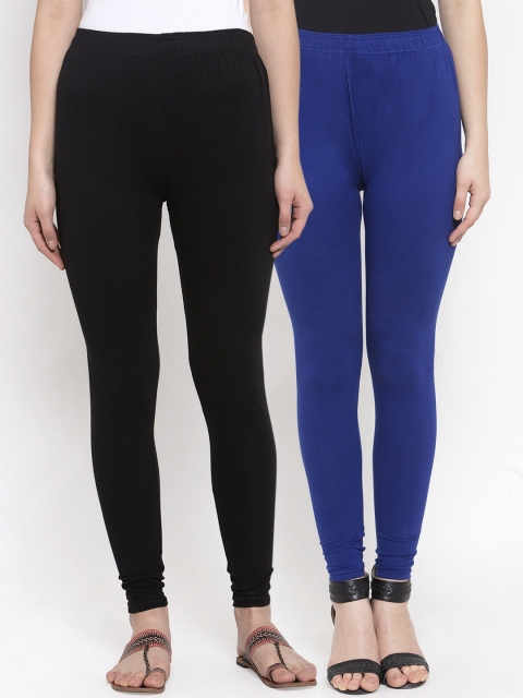 

TAG 7 Women Pack Of 3 Solid Churidar-Length Leggings, Black