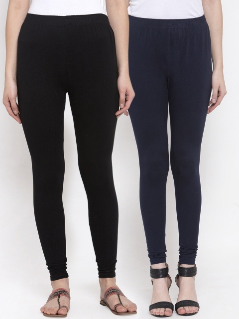 

TAG 7 Women Pack of 3 Solid Churidar-Length Leggings, Black