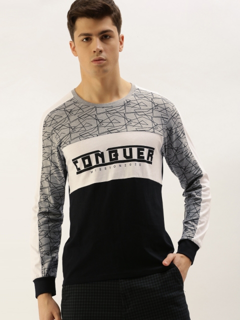 

Moda Rapido Men Black & Grey Colourblocked Round Neck T-shirt