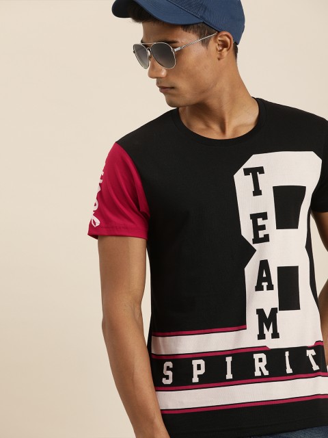 

Moda Rapido Men Black Printed Round Neck Pure Cotton T-shirt