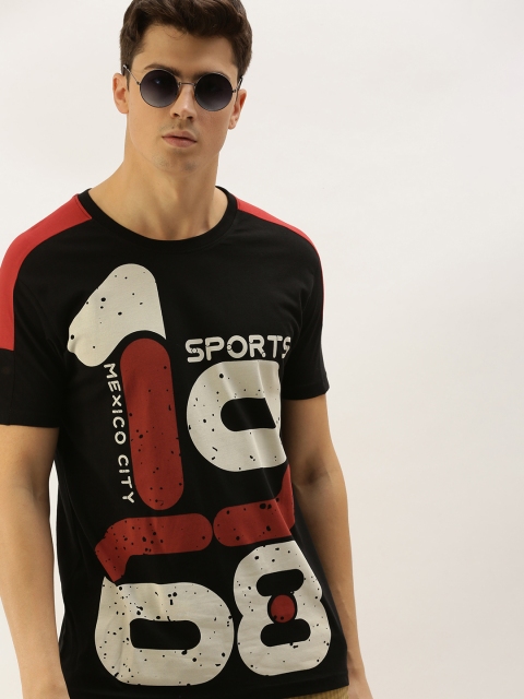 

Moda Rapido Men Black Printed Round Neck T-shirt