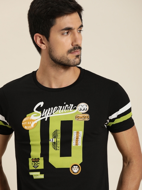 

Moda Rapido Men Black Printed Round Neck T-shirt