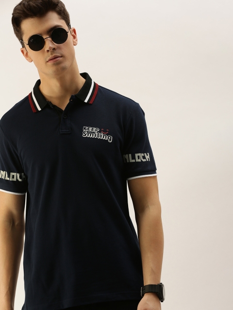 

Moda Rapido Men Navy Blue Solid Polo Collar T-shirt