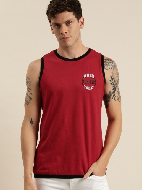 

Moda Rapido Men Red Back Printed Round Neck T-shirt