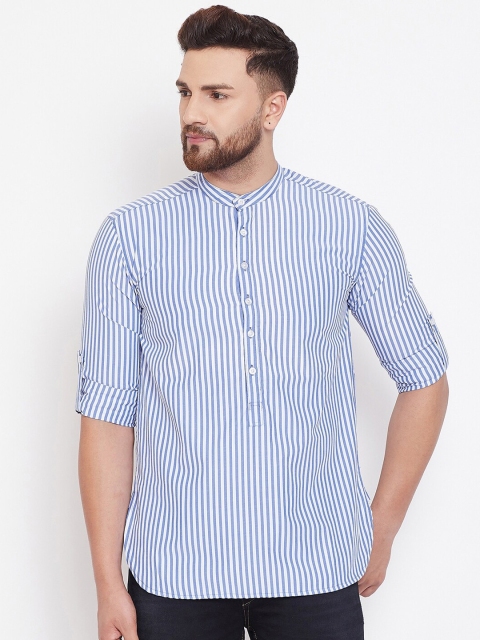 

even Men Blue Striped Straight Kurta