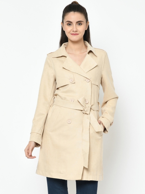 

Latin Quarters Women Beige Solid Suede Duster Jacket