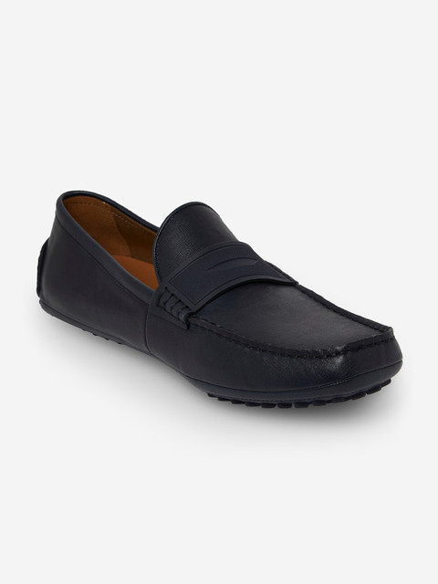 

ALDO Men Navy Blue Textured Leather Driving Shoes