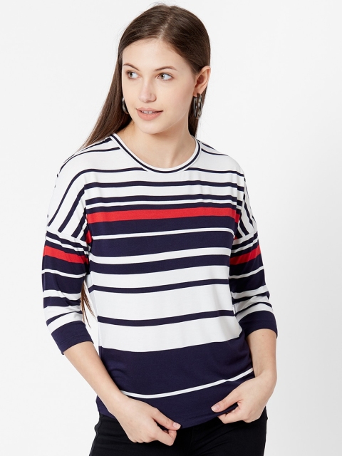 

Kraus Jeans Women Navy Blue Striped Top