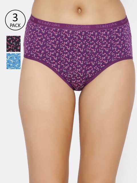 

Lady Lyka Women Pack Of 3 Printed Hipster Briefs LADY-TOUCH-3, Blue