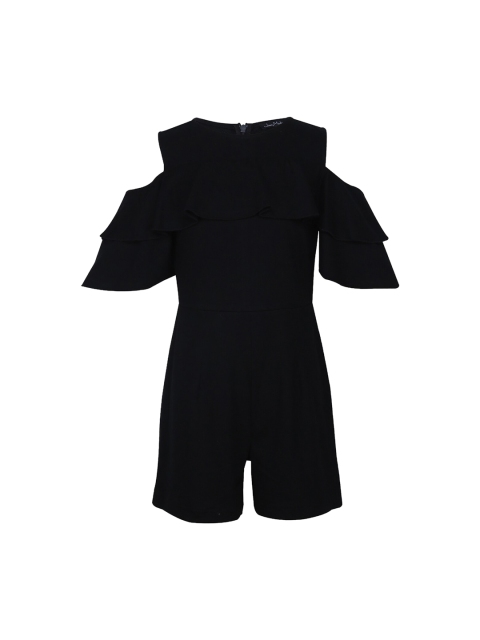 

Tiddlywings Girls Black Solid Cold Shoulder Playsuit