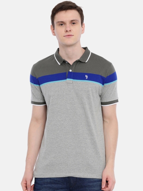 

Classic Polo Men Grey & Charcoal Grey Colourblocked Polo Collar T-shirt