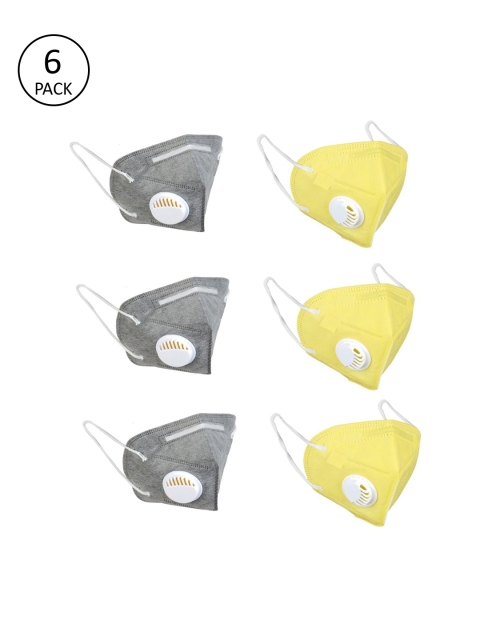 

OOMPH Unisex Pack of 6 Anti-Pollution Reusable 5-Layer KN95 Mask, Yellow