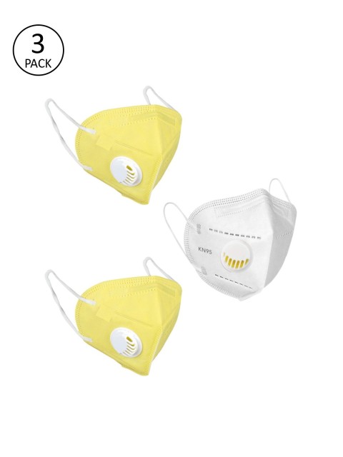 

OOMPH Adults Pack of 3 Reusable Anti-Pollution 5-Layers N95 Masks, Yellow