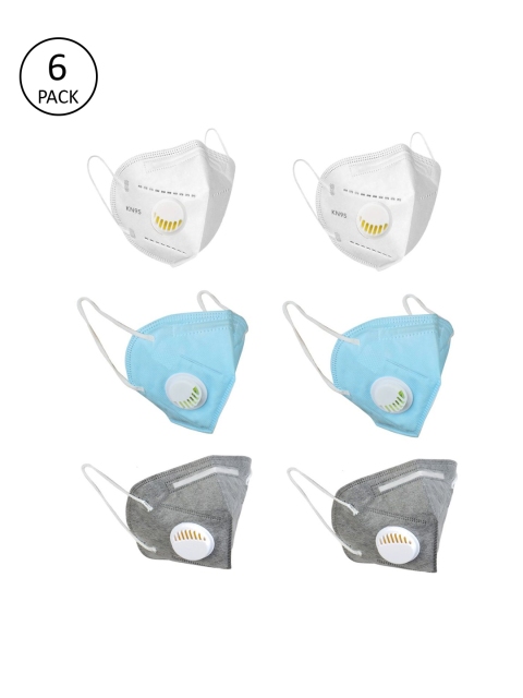 

OOMPH Unisex Pack Of 6 5-Ply Anti-Pollution Reusable KN95 Mask, White