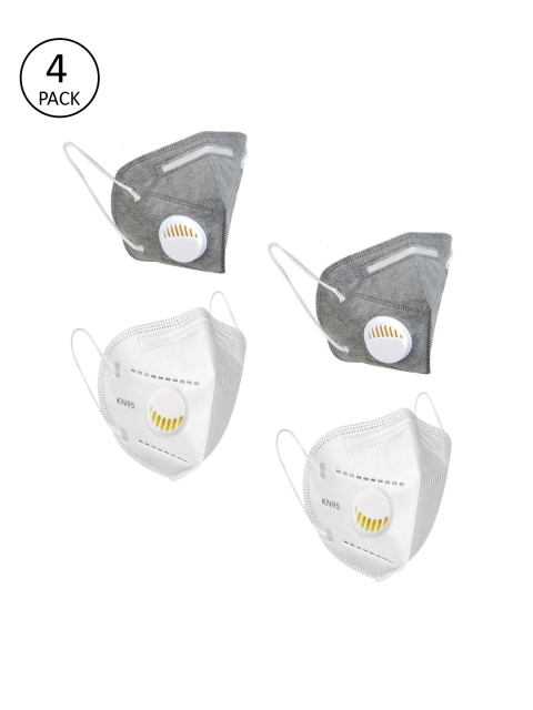 

OOMPH Unisex 4 Pcs 5-Ply Anti-Pollution Reusable N95 Valved Masks, White