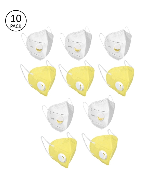 

OOMPH Unisex 5Ply 10 Pcs Protective Outdoor Face Masks With Valve, White