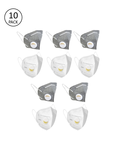 

OOMPH Unisex 10 Pcs Solid 5-Ply Valved Anti-Pollution Reusable KN95 Masks, White