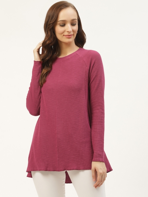 

PIRKO Women Pink Solid High-Low Longline Top