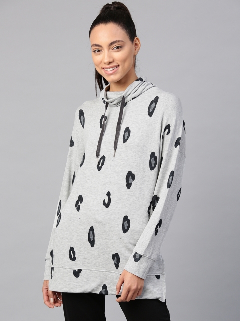 

Marks & Spencer Women Grey Melange & Black Animal Print Lounge Sweatshirt