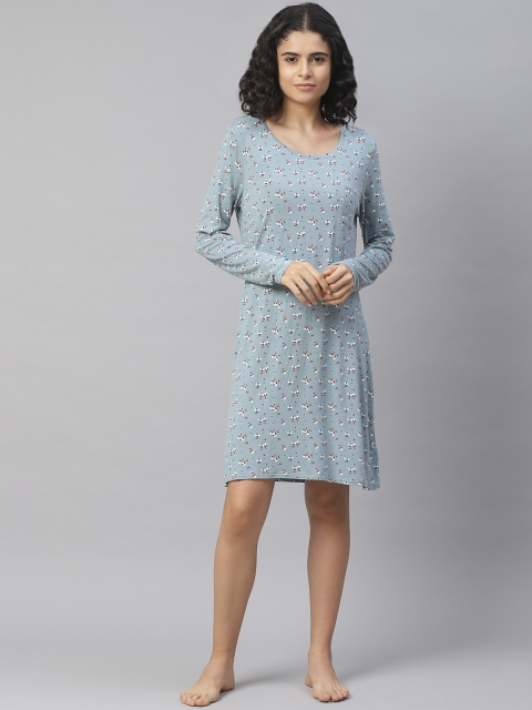 

Marks & Spencer Blue & Off-White Floral Print Nightdress