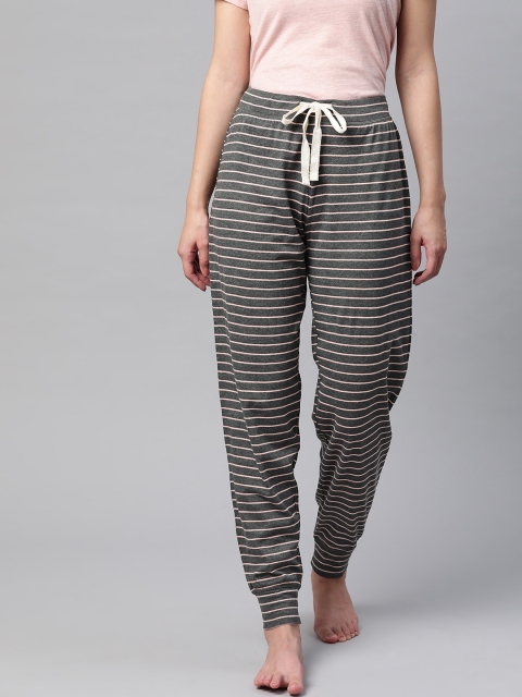 

Marks & Spencer Women Charcoal Grey & Pink Striped Lounge Pants